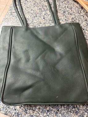 Classic Green Leather Tote Bag
